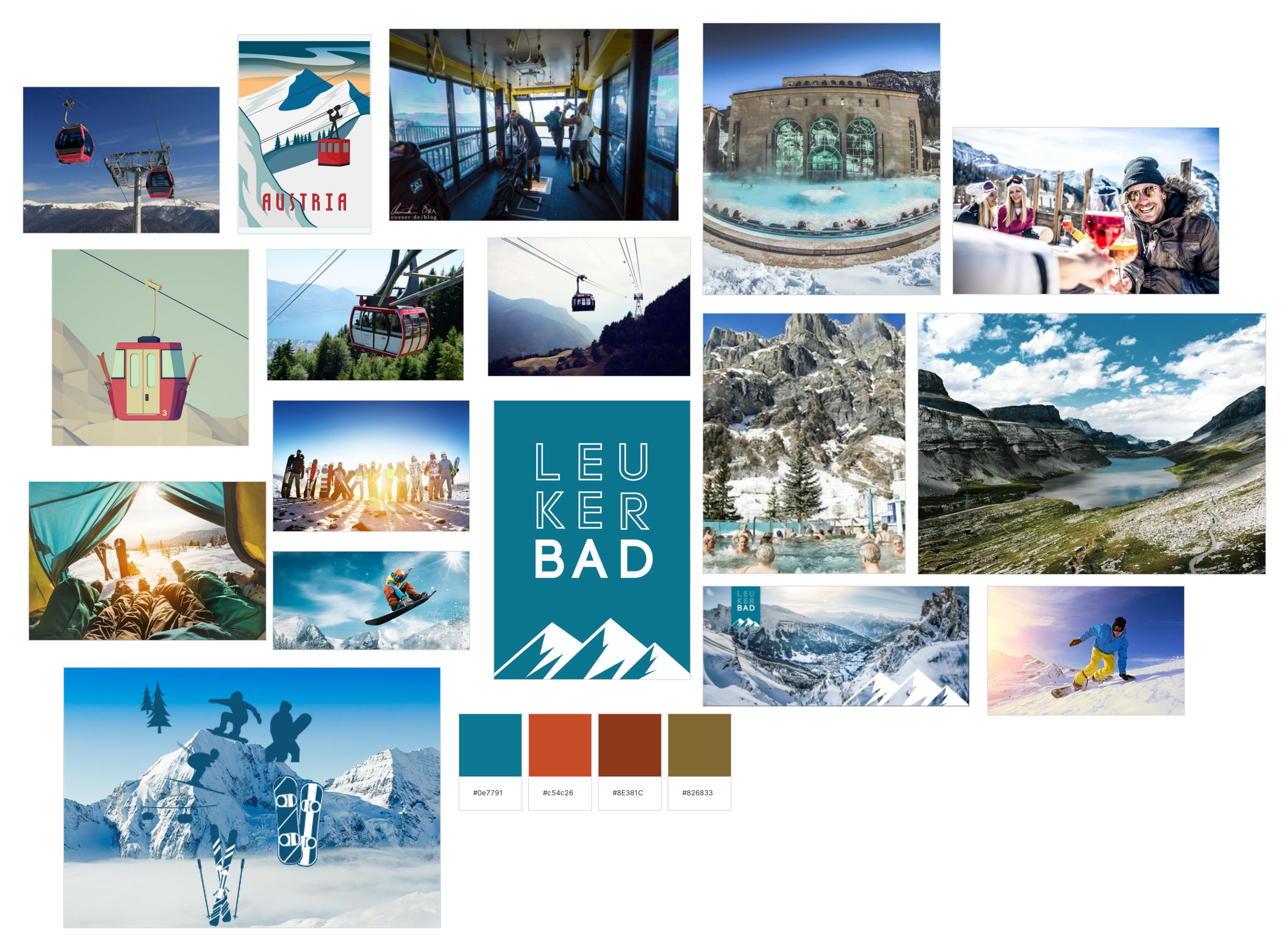 Moodboard basierend auf der Aufgabenstellung zum Gestaltungs-ÜK